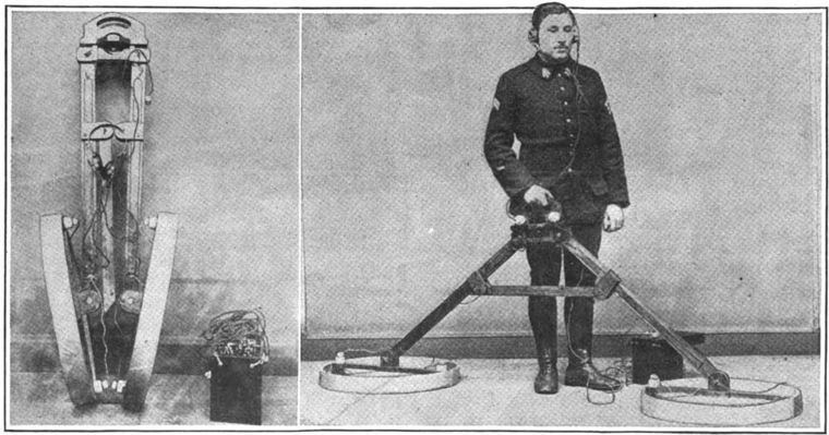 El detector 'Alfha' creado por M. Guitton. Los primeros detectores de metales se emplearon durante la I GM para localizar minas