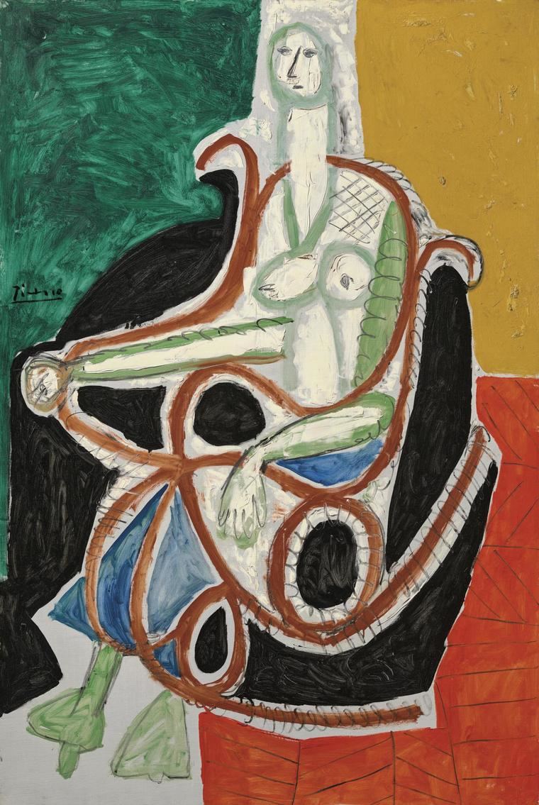 'Femme dans un rocking-chair' (1956) de Picasso. La obra perteneció a José Mestre, condenado por narcotráfico en 2014. La provenance no lo indicaba...