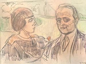 Boceto de Elsa y Curt Glaser por Edvard Munch (1913)