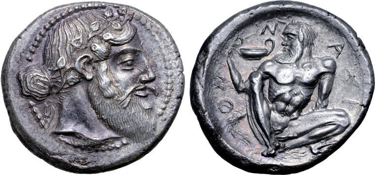 El drácma 'Sicily Naxos', 460 a.C.