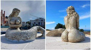 El culo de una escultura pública, desata la polemica en Italia