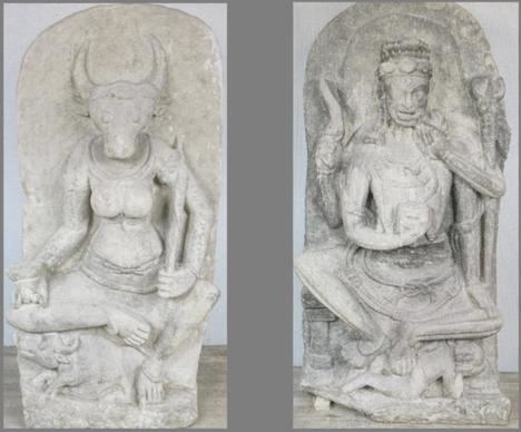 Las tallas de Yogini Camunda y Yogini Gomukhi (s. VIII- IX d.C) decoraban un jardín inglés
