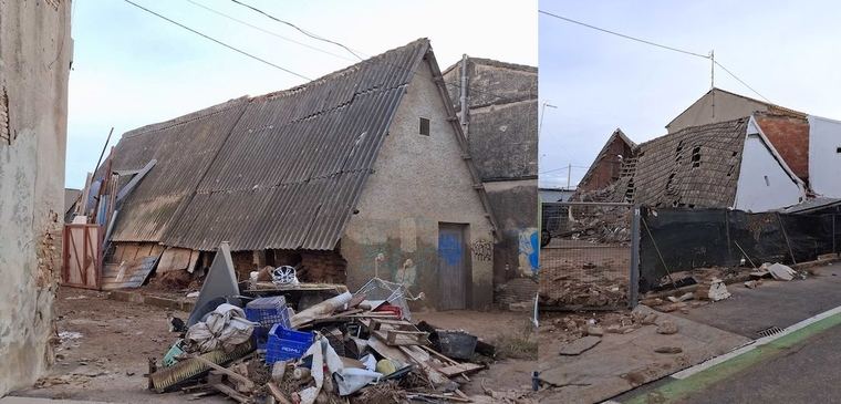 Barraca de la Xupa y la Barrca de Llop en Horta destruidas, ambas BRL por los efectos de la DANA