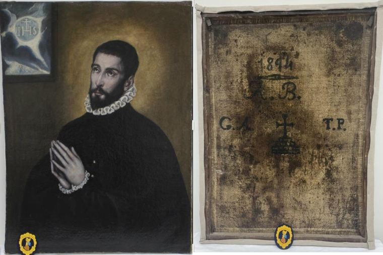 El retrato fue relizado en el s.XIX y estaba pintado sobre otro del s.XVII