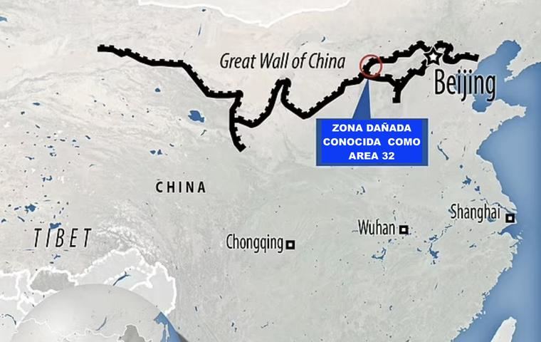 ubicación de la brecha realizada a 346 km de Beijing
