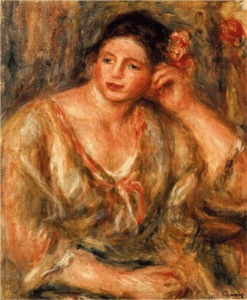 'Madeleine Leaning on Her Elbow with Flowers in Her Hair' Pierre-Auguste Renoir, Óleo Lienzo, 50,17 x 41,28 cm