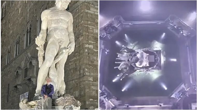 Las cámaras se instalaron en 2005 cuando otro cretino rompió la mano de la escultura. 