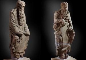 Las esculturas de Abraham e Isaac atribuidas al Maestro Mateo, procedentes del Pórtico de la Gloria y 'regaladas' a Carmen Polo en 1954