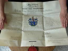 Documento oficial firmado por el rey Guillermo I de los Países Bajos (1772–1843).
