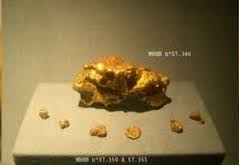 Imagen de vídeo de las pepitas de oro expuestas en el Museo Nacional de Historia Natural de París.