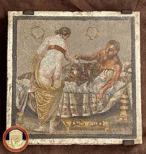 la obra data de entre el siglo I a.C. y el siglo I d.C. y procede de la zona vesubiana cercana a Pompeya.