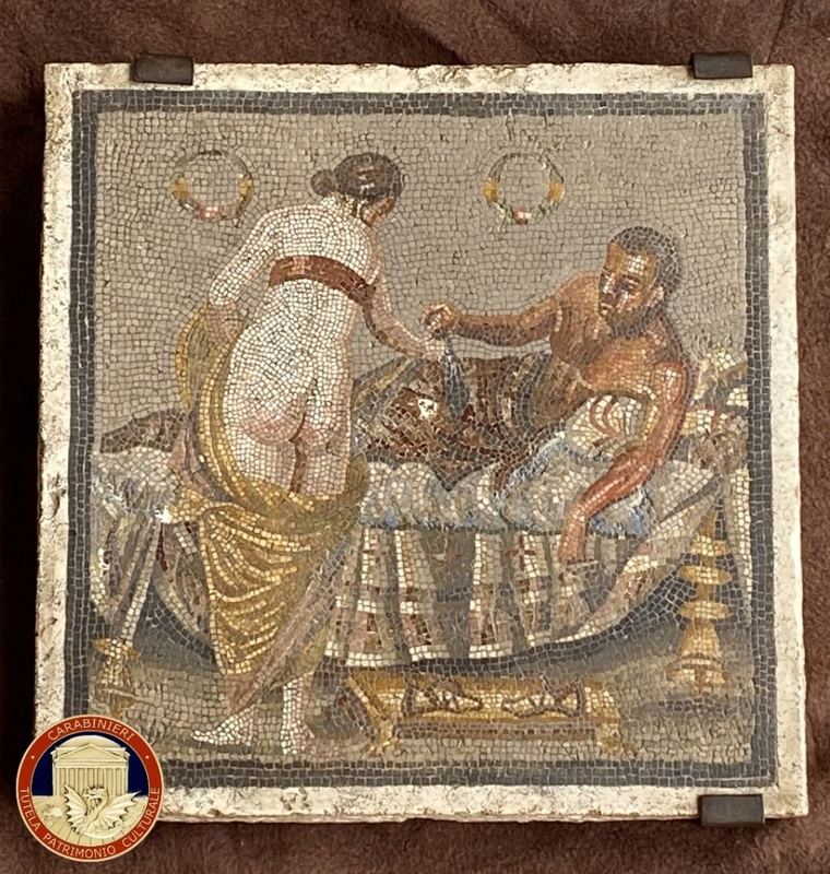 la obra data de entre el siglo I a.C. y el siglo I d.C. y procede de la zona vesubiana cercana a Pompeya.