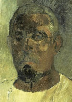 El autorretrato bajo luz ultravioleta. Algunas de las zonas más oscuras del rostro están repintadas.