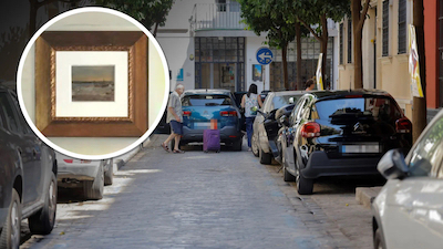 Esta es la única fotografia disponible del cuadro, publicada por DIARIO DE SEVILLA. Los carteles en español-inglés y los medios de comunicación lograron el resto.