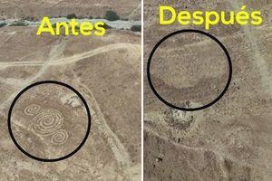 el monumento arqueológico fue borrado de manera intencionada mediante la remoción con maquinaria.